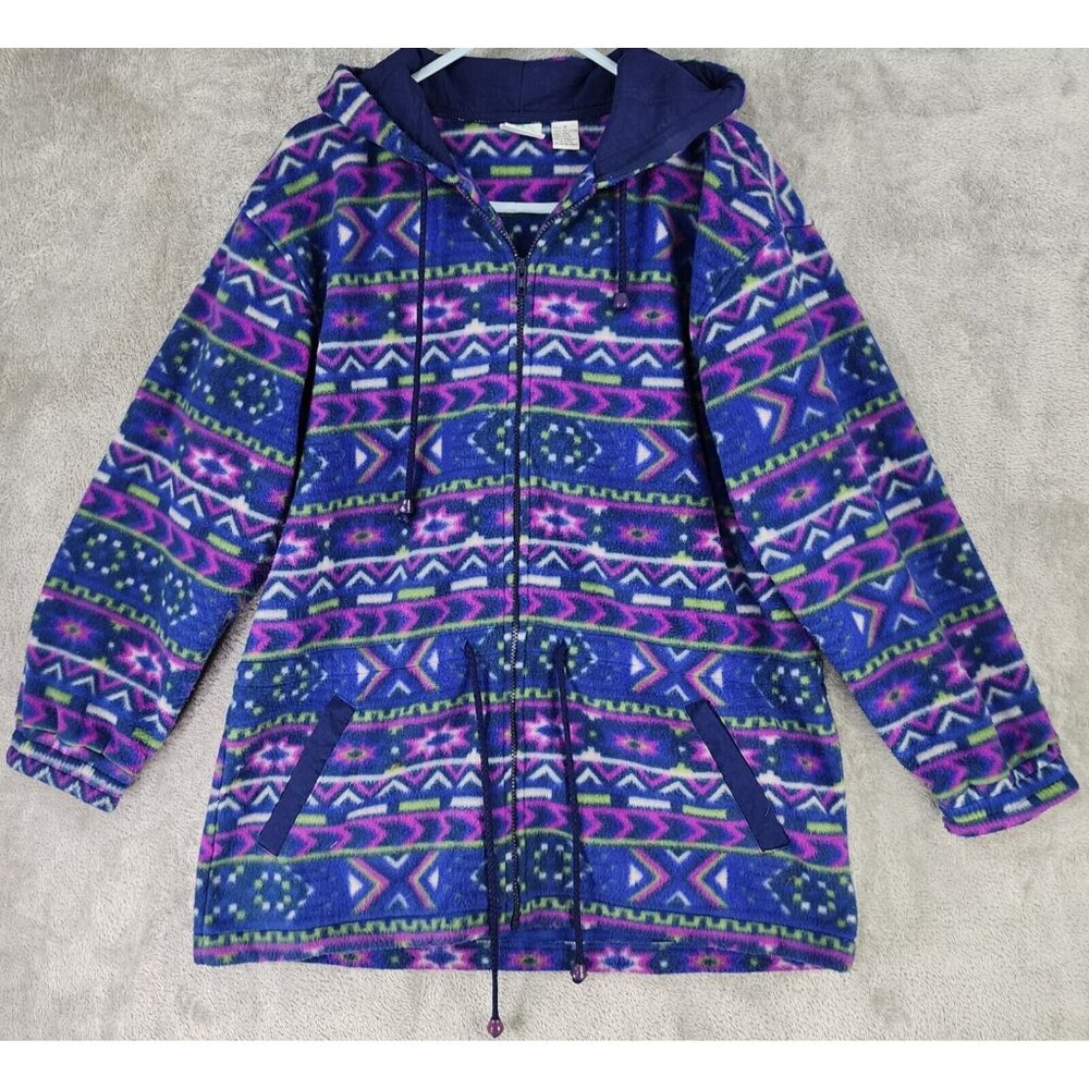 Beyond Preformance Fleece Jacket Womens Medium Southwestern Long Sleeve Vintage